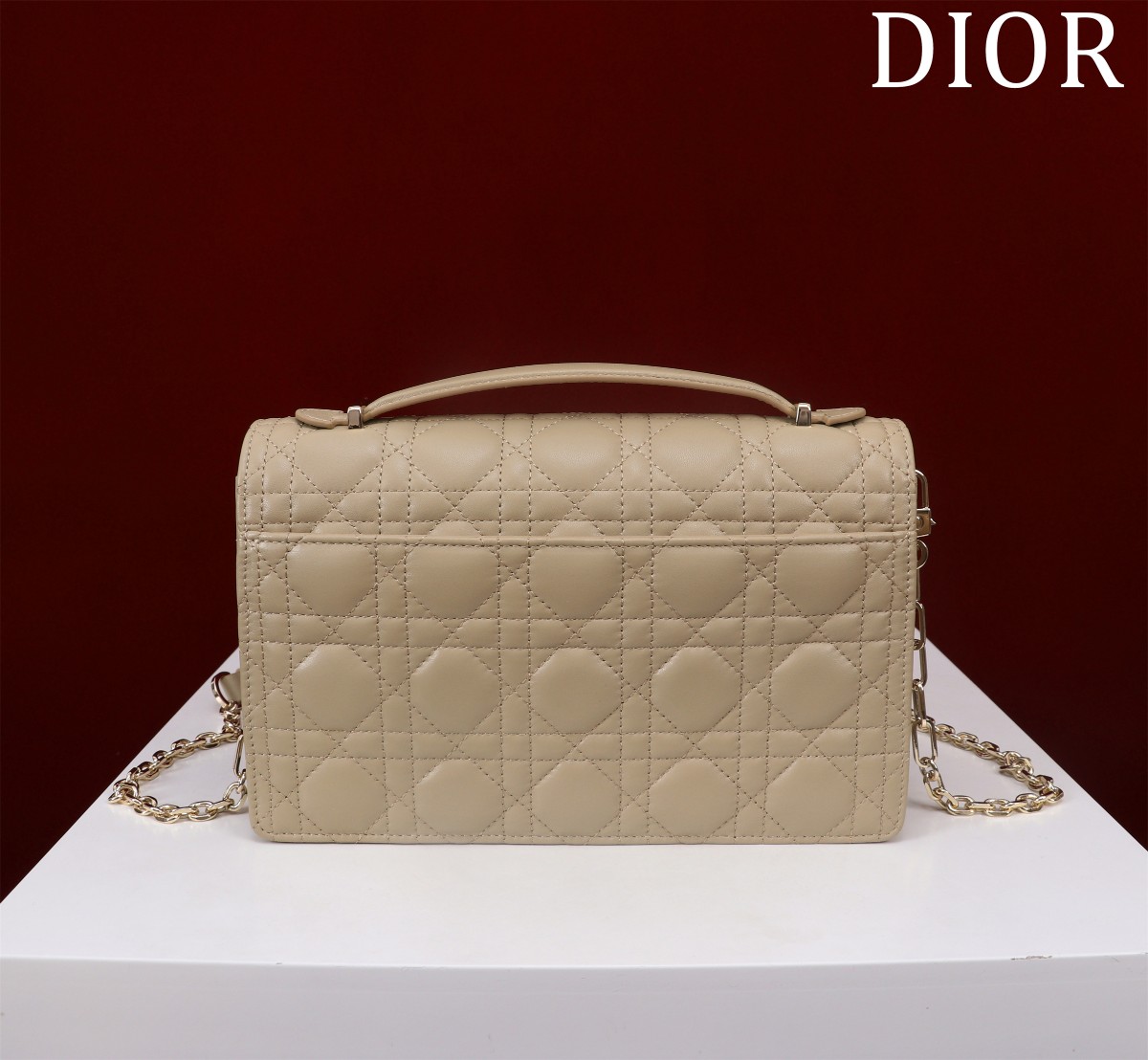 My Dior Top Handle Bag Powder Beige Cannage Lambskin